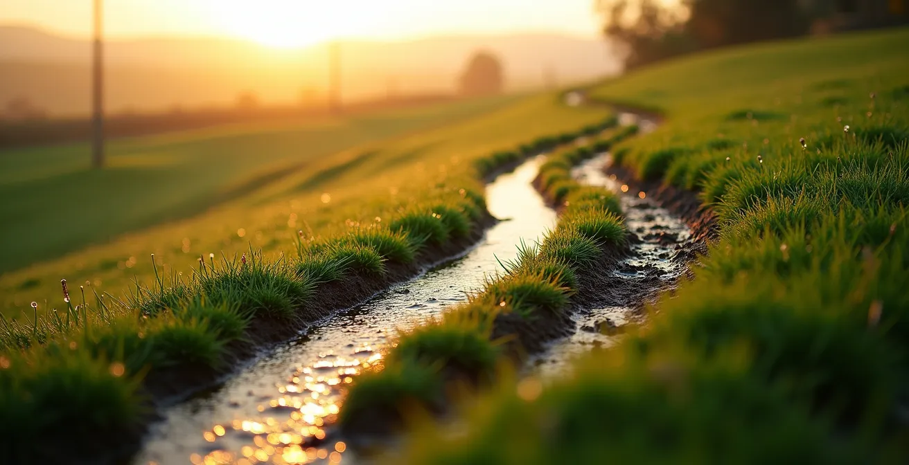 Système d'arrosage en serpentin sur une pente avec infiltration progressive