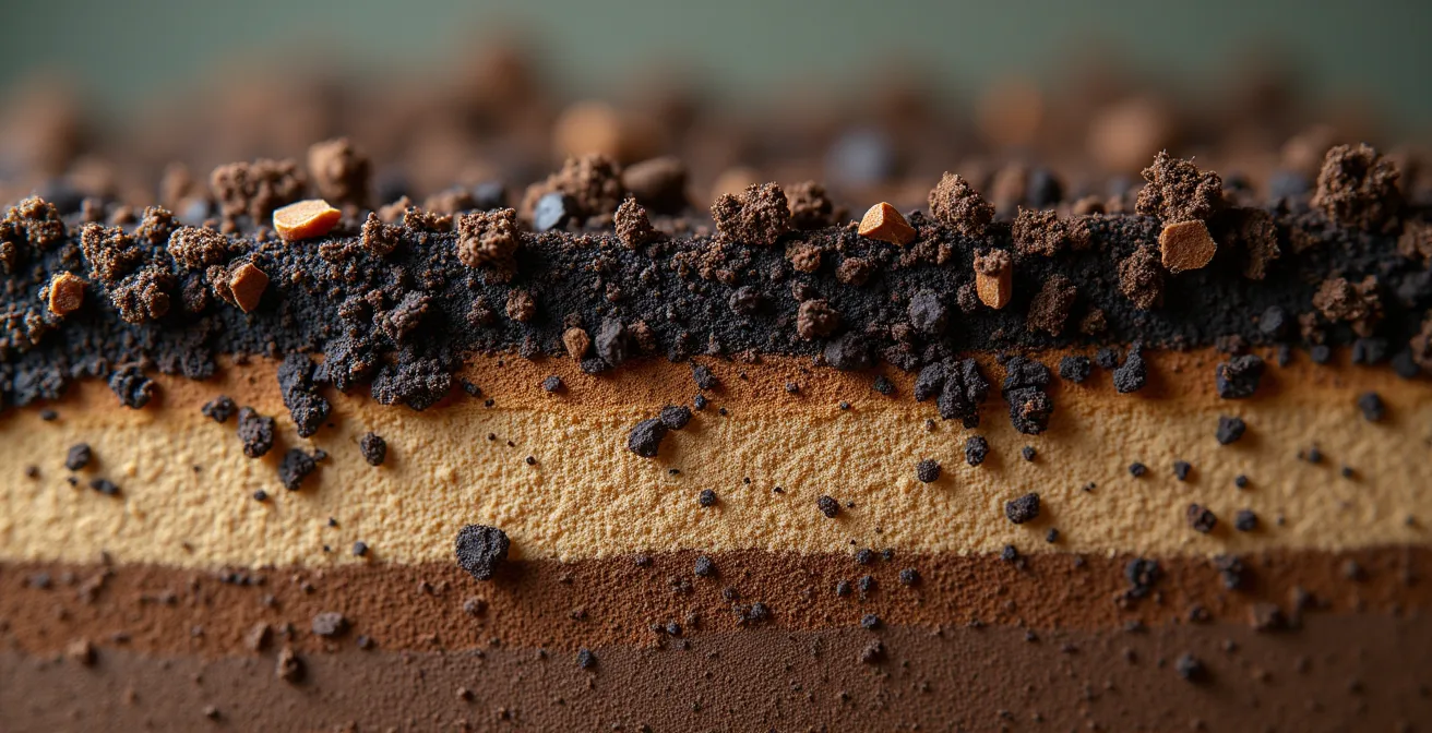 Coupe transversale d'un sol montrant les différentes couches et horizons