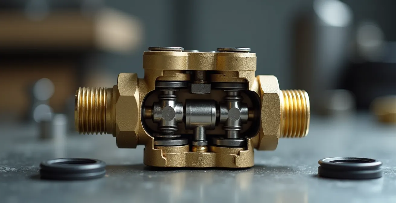 Vue en coupe d'un disconnecteur BA montrant ses composants internes