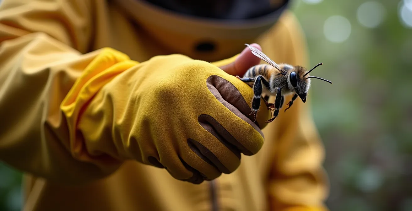 Équipement de protection apicole complet montrant les points vulnérables