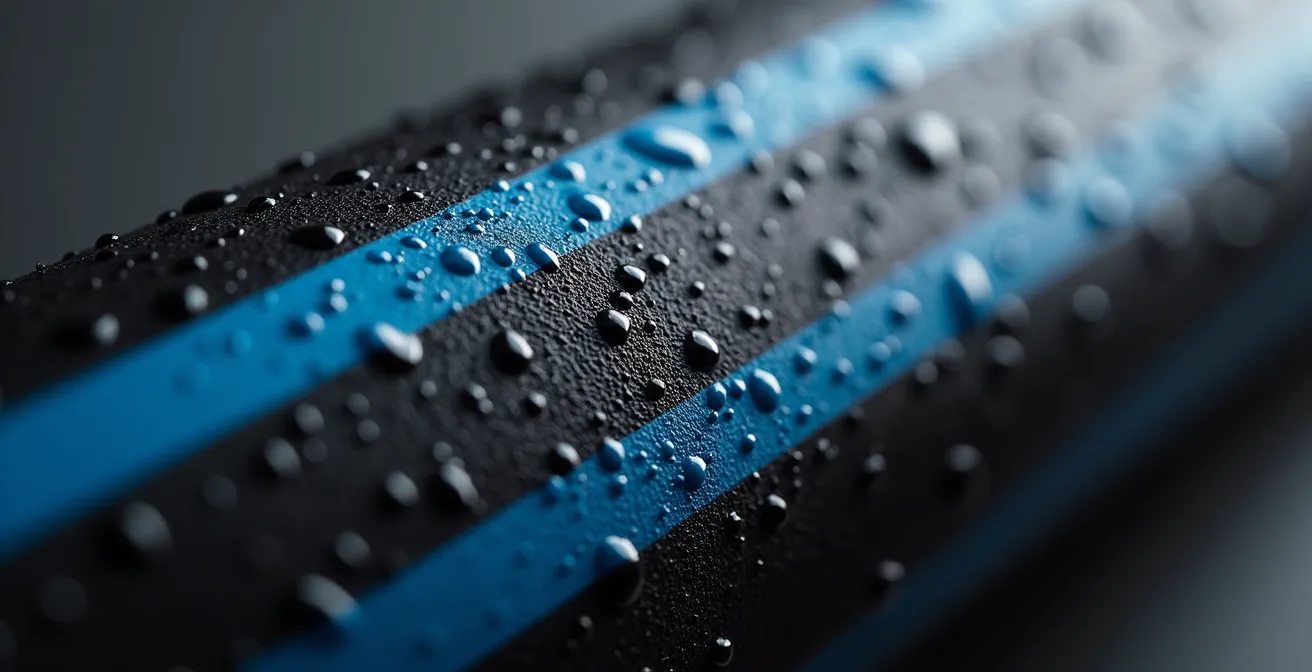 Coupe transversale d'un tuyau PEHD montrant sa structure haute densité